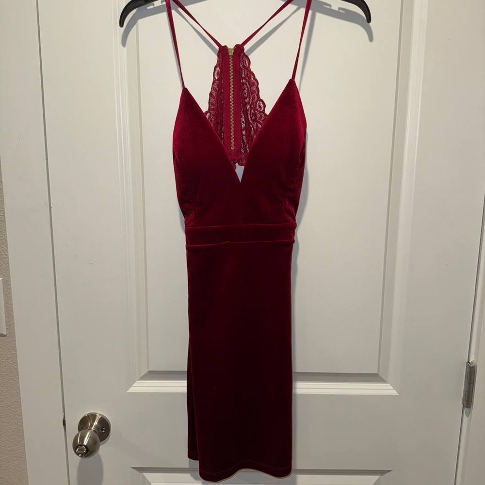 Red Lace-Back Dress